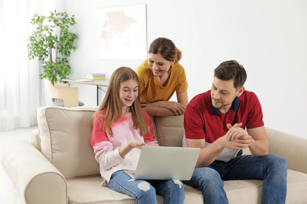 Online Chemistry revision with parents and daughter 